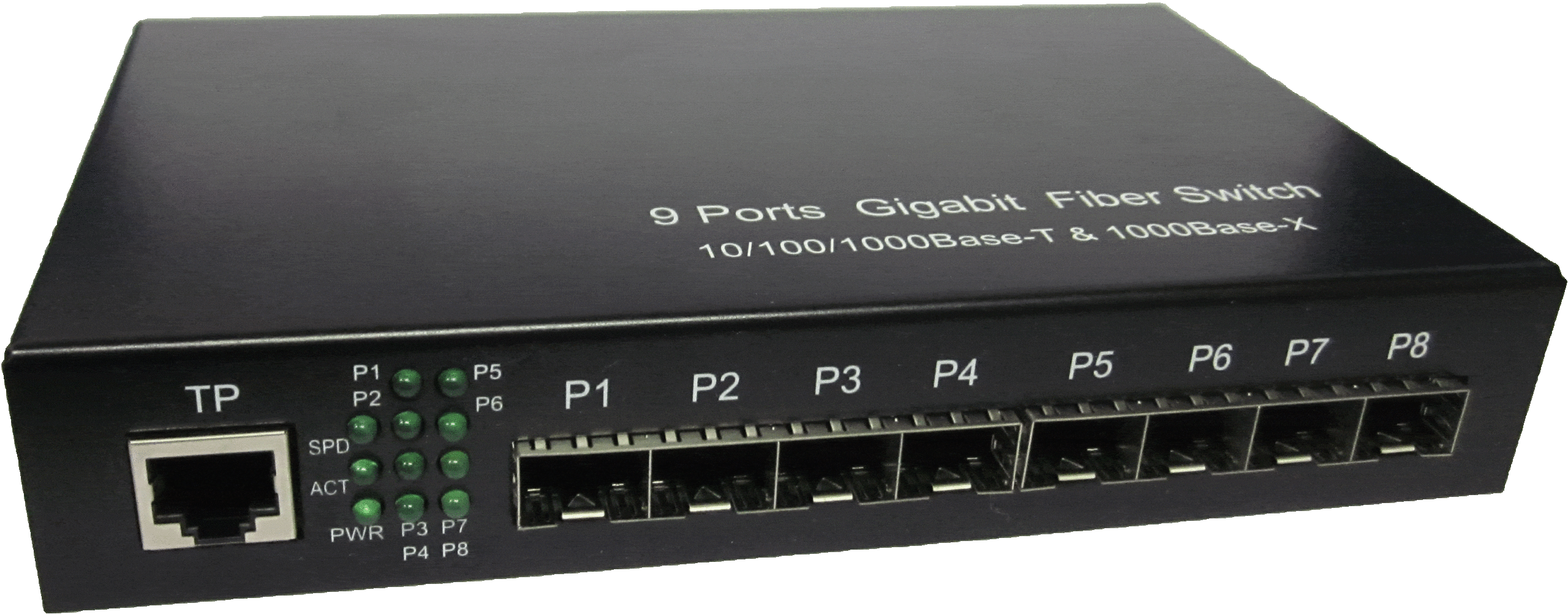 8 ports SFP slot & 1 port 10/100/1000 Gigabit Optical Fiber Switch